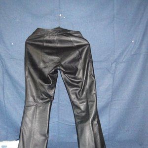 ladies black leather pants